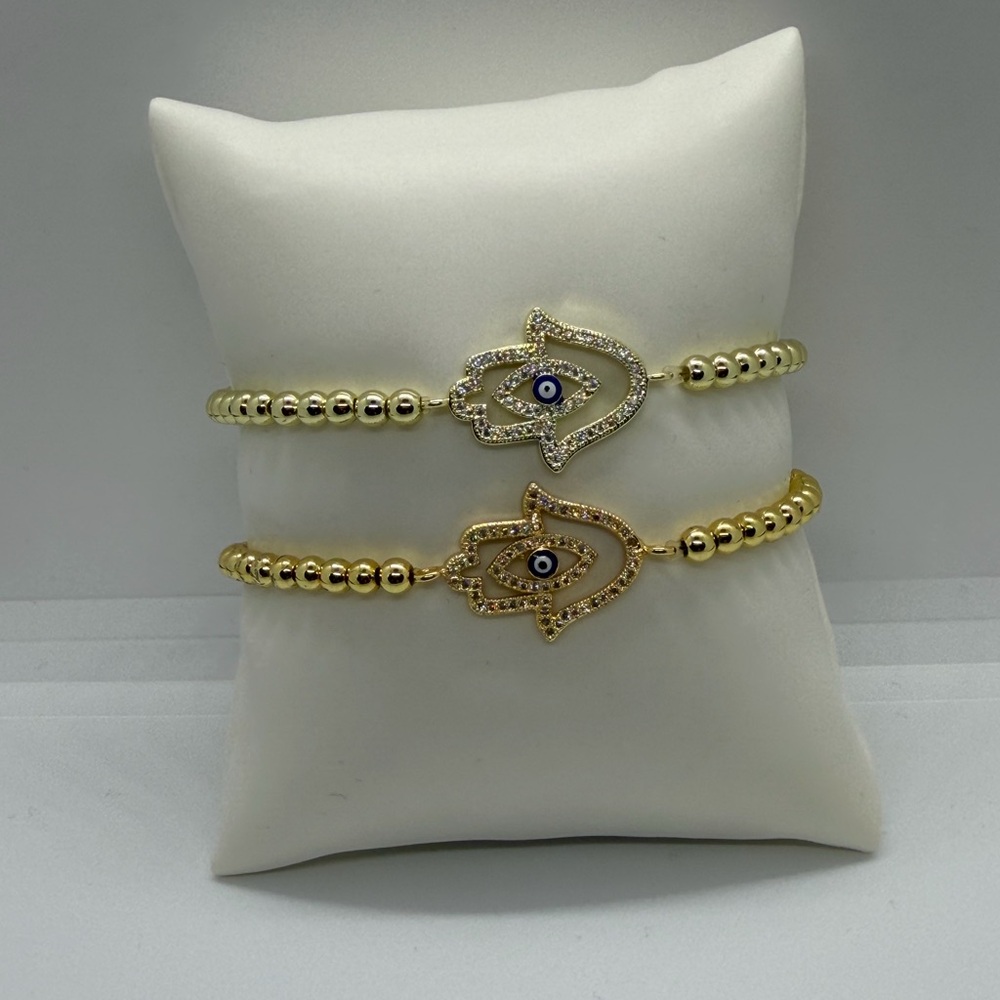 Gold and Evil Eye Hamsa Bracelets